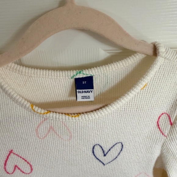 Old Navy Cream Dress with Multicolor Heart Pattern - Picture 2 of 3